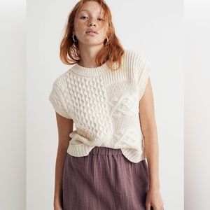Madewell Patchwork Sweater Vest (size M) in Cream